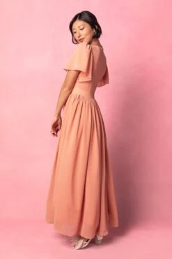Abbie Dress In Apricot Crush -CINZ Clothing Shop AbbieApricot2 536995