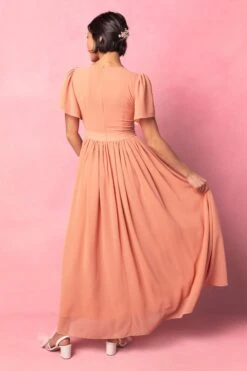 Abbie Dress In Apricot Crush -CINZ Clothing Shop AbbieApricot3 549331
