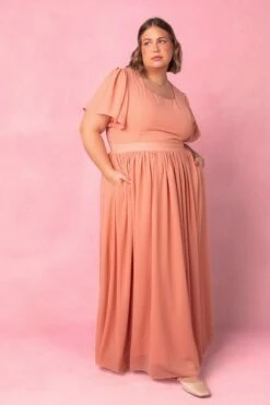 Abbie Dress In Apricot Crush -CINZ Clothing Shop AbbieApricot4 401855