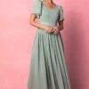 Abbie Dress In Sage -CINZ Clothing Shop AbbieSage6 706676