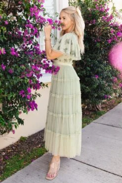 Anastasia Dress In Sage -CINZ Clothing Shop AnastasiaSage 177731