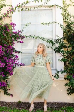 Anastasia Dress In Sage -CINZ Clothing Shop AnastasiaSage Florida SS23 01 572653