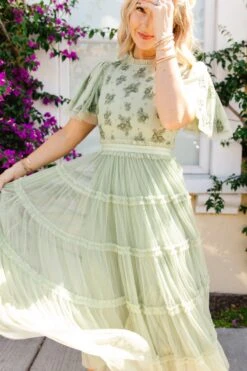 Anastasia Dress In Sage -CINZ Clothing Shop AnastasiaSage Florida SS23 07 430896