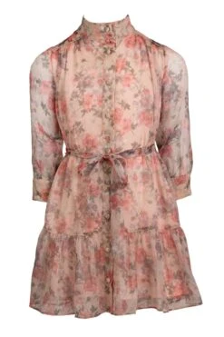 Mini Eleanor Dress In Pink Floral - FINAL SALE -CINZ Clothing Shop Elenor pink mini front 559727
