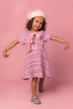 Mini Eloise Dress In Pink Tweed -CINZ Clothing Shop EloisePinkTweed 2copy2