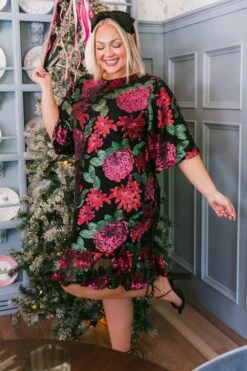 Evelyn Dress In Floral Sequin - FINAL SALE -CINZ Clothing Shop Evelyn TashHome H23 16 613898