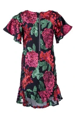 Mini Evelyn Dress In Floral Sequin - FINAL SALE -CINZ Clothing Shop Evelyn mini back 909830