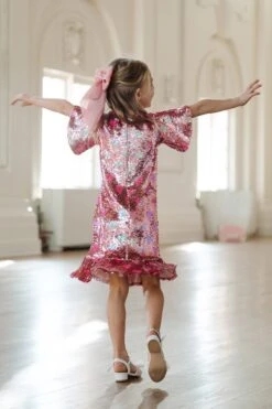 Mini Evelyn Dress In Sequin Hearts -CINZ Clothing Shop Evelyn pinkhearts 7 881219