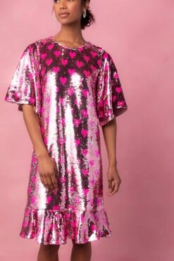 Evelyn Dress In Sequin Hearts -CINZ Clothing Shop EvelynHearts 05