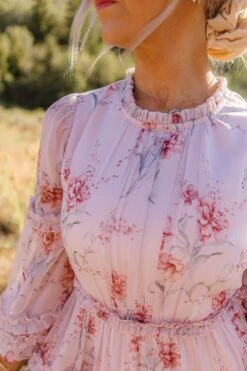 Geneva Dress In Mauve Floral -CINZ Clothing Shop Geneva Mauve 34 312536