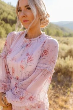 Geneva Dress In Mauve Floral -CINZ Clothing Shop Geneva Mauve 35 887505