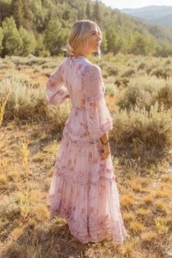 Geneva Dress In Mauve Floral -CINZ Clothing Shop Geneva Mauve 37 306431