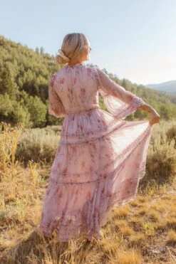 Geneva Dress In Mauve Floral -CINZ Clothing Shop Geneva Mauve 40 855375