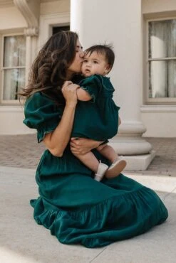 Gracie Dress In Emerald Chiffon - FINAL SALE -CINZ Clothing Shop GracieEmerald Monson W23 03 224432