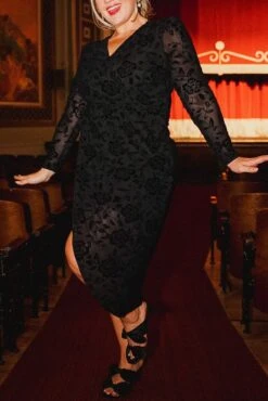 Amaya Burnout Dress In Black - FINAL SALE