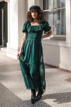 Gracie Dress In Emerald Chiffon - FINAL SALE -CINZ Clothing Shop IMG 0557 971001