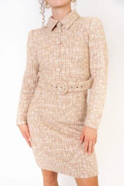 Jackie Dress In Taupe Boucle - FINAL SALE -CINZ Clothing Shop JackieDress studio f23 6 658485