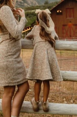 Mini Jackie Dress In Taupe Boucle - FINAL SALE -CINZ Clothing Shop JackieTaupe QuietMeadows F23 04 960174