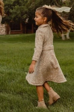 Mini Jackie Dress In Taupe Boucle - FINAL SALE -CINZ Clothing Shop JackieTaupe QuietMeadows F23 08 228760