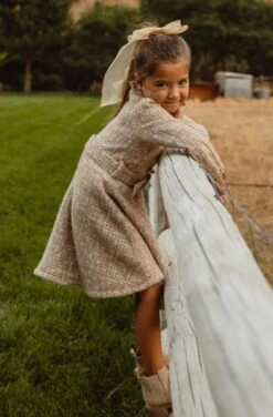 Mini Jackie Dress In Taupe Boucle - FINAL SALE -CINZ Clothing Shop JackieTaupe QuietMeadows F23 09 519027