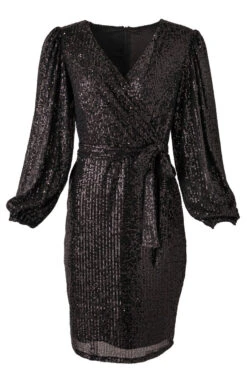Jagger Dress In Black Sequin - FINAL SALE -CINZ Clothing Shop JaggerBlack front 795377