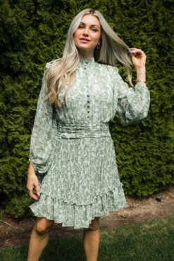Brynley Dress In Green - FINAL SALE -CINZ Clothing Shop LA GREEN BRYNLEY 0678 250423