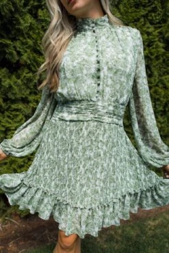 Brynley Dress In Green - FINAL SALE -CINZ Clothing Shop LA GREEN BRYNLEY 0763 861488