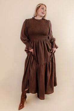 Leena Dress In Java - FINAL SALE -CINZ Clothing Shop LeenaBrown Studio F23 4 460495