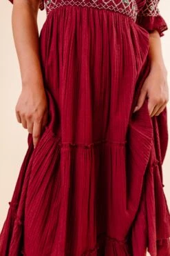 Liesl Midi Dress In Red - FINAL SALE -CINZ Clothing Shop LisleMidiRed Studio F23 04 314302
