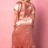 Maddie Dress In Apricot Crush Satin -CINZ Clothing Shop MaddieApricot2 574138