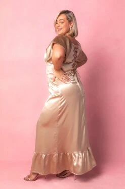 Maddie Dress In Champagne Satin -CINZ Clothing Shop MaddieChampagne6 920565