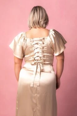 Maddie Dress In Champagne Satin -CINZ Clothing Shop MaddieChampagne8 717077