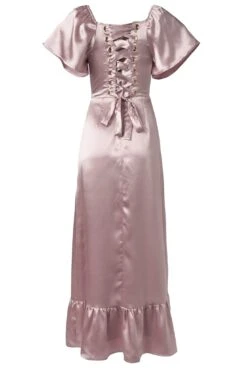 Maddie Dress In Blush Satin -CINZ Clothing Shop MaddieDressinBlushSatin1