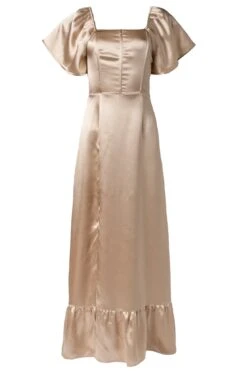 Maddie Dress In Champagne Satin -CINZ Clothing Shop MaddieDressinChampagneSatin