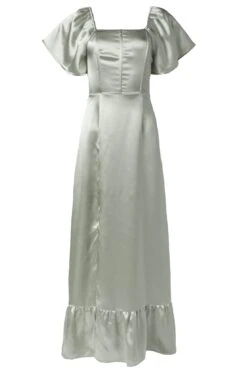 Maddie Dress In Sage Satin -CINZ Clothing Shop MaddieDressinSageSatin2