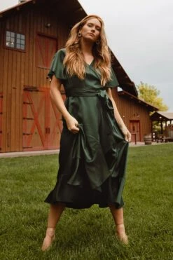 Maggie Dress In Emerald -CINZ Clothing Shop MaggieEmerald QuietMeadows F23 7 689601