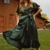 Maggie Dress In Emerald -CINZ Clothing Shop MaggieEmerald QuietMeadows F23 8 197201