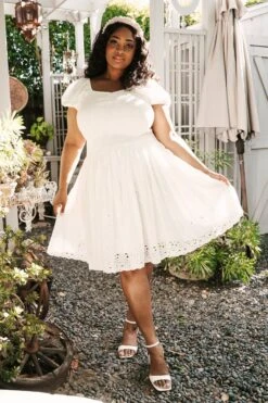 Marigold Dress In White Eyelet -CINZ Clothing Shop Marigold5 443534