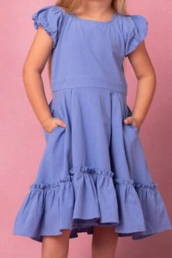 Mini Dahlia Dress In Blue -CINZ Clothing Shop MiniDahliaBlue Studio Spring24 3
