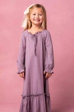 Mini Petra Long Sleeve Night Dress In Purple -CINZ Clothing Shop MiniNightgownPurple Studio Spring24 2