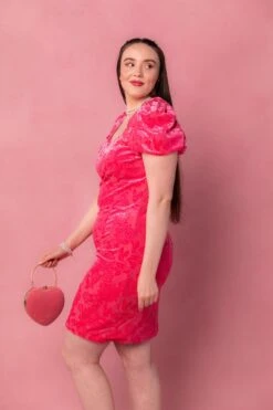 Nina Bow Dress In Pink Velvet -CINZ Clothing Shop Nina 15 1b8464c7 1966 4a17 b6f6 3c010789ad1d