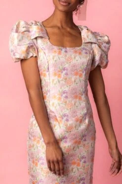 Nina Bow Dress In Pastel Jacquard -CINZ Clothing Shop NinaPastel Studio Spring1 1 870924