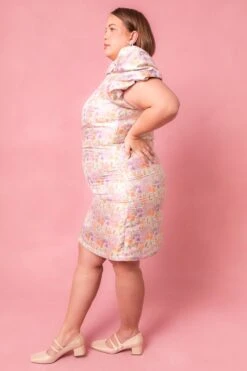 Nina Bow Dress In Pastel Jacquard -CINZ Clothing Shop NinaPastel Studio Spring1 11 766482