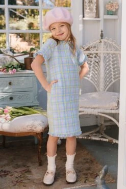 Mini Reese Shift Dress In Periwinkle Blue