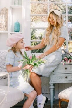 Mini Reese Shift Dress In Periwinkle Blue -CINZ Clothing Shop Reese mommy me Easter24 1 257253