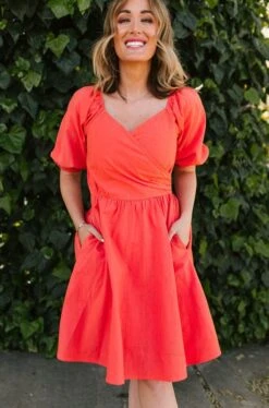 Sage Dress In Coral - FINAL SALE 25 Sage Dress In Coral - FINAL SALE -CINZ Clothing Shop SageinCoral StGeorge SS23 47 205679