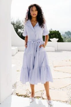 Sutton Dress In Pinstripe -CINZ Clothing Shop SuttonStripe 5