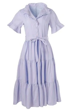 Sutton Dress In Pinstripe -CINZ Clothing Shop SuttonStripe Front Ghost