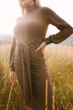 Jensen Dress In Mocha - FINAL SALE -CINZ Clothing Shop WEB JensenDress FW23 LindsayArnold 04