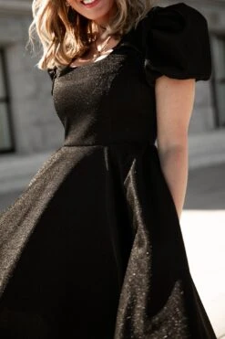 Nina Bow Flare Dress - FINAL SALE -CINZ Clothing Shop WEB Noir 2023 nina 25